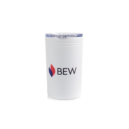 [BEW-25027] Vakuum Isolierbecher, weiß, 3-farbiges BEW Logo